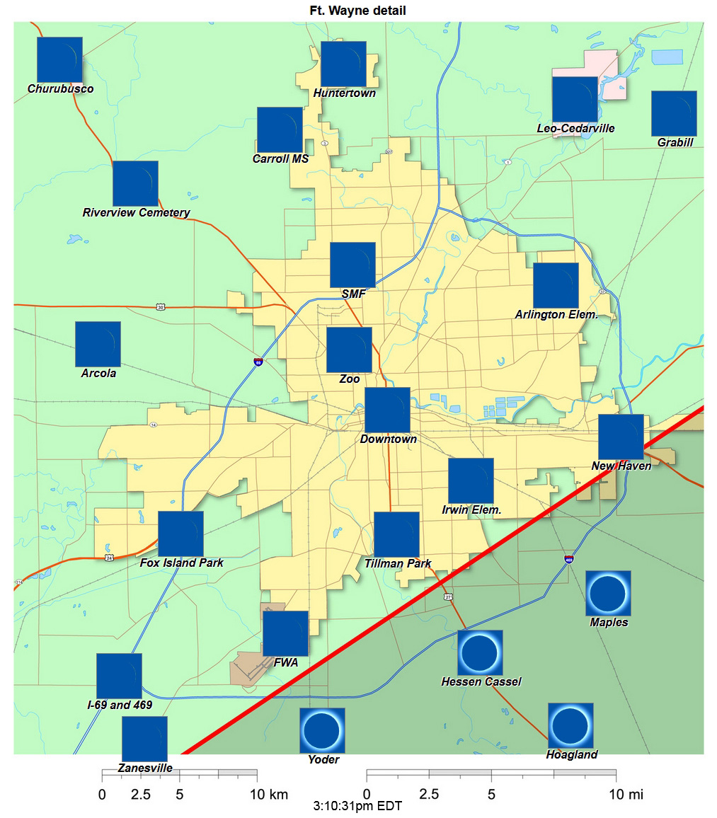 Mapa interactivo del eclipse de 2024 de Ft. Wayne