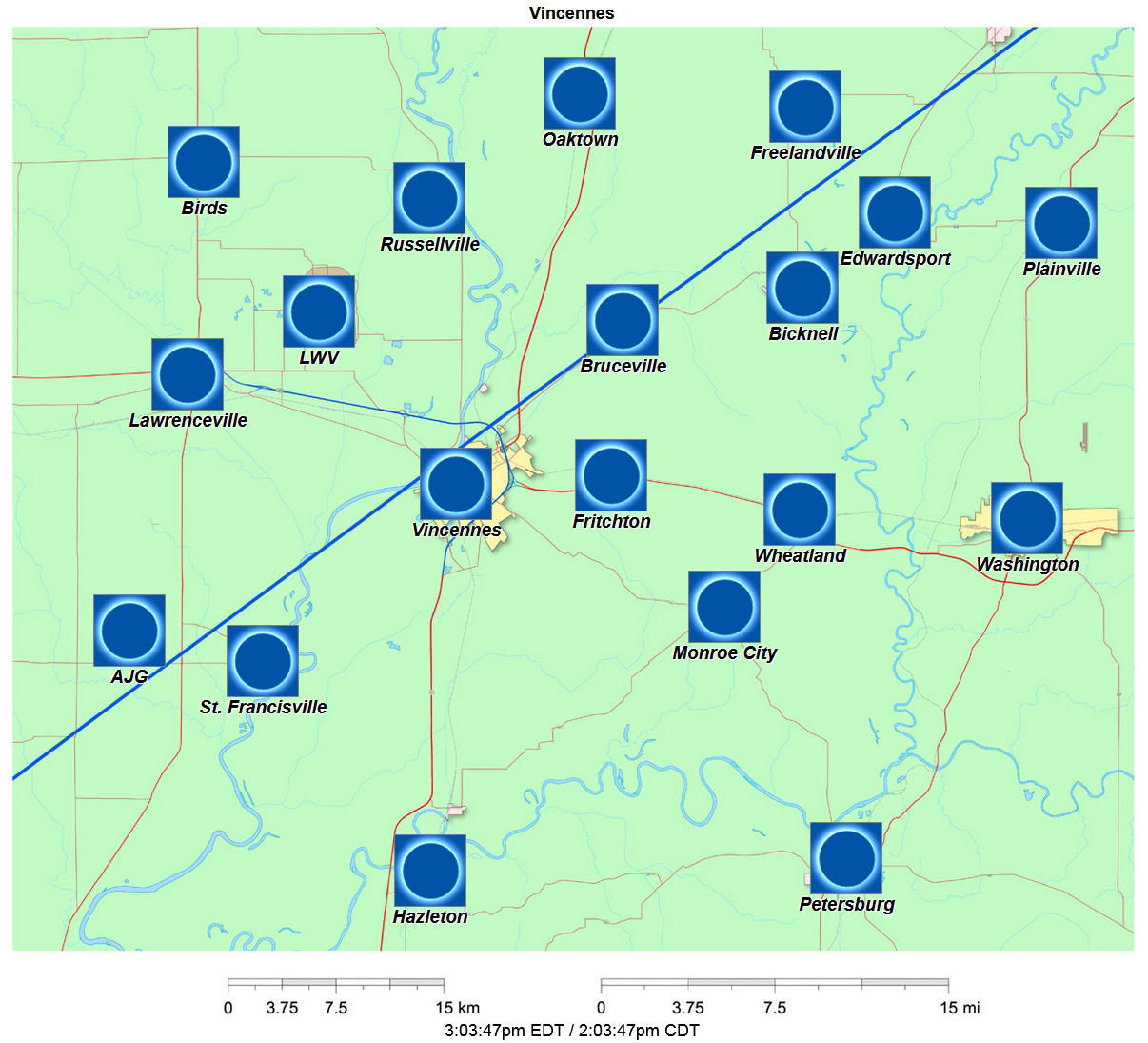 Carte interactive d'éclipse de 2024 pour Vincennes